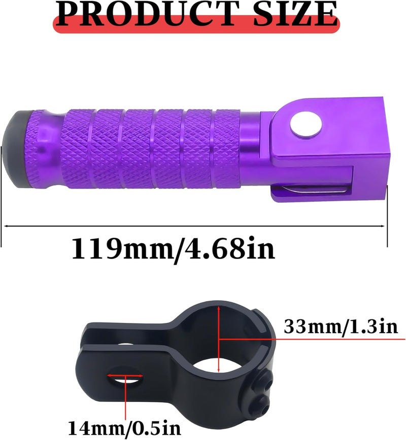 JXPANG M8 Motorcycle CNC Aluminum 90 Degree Folding Rearsets Folded Motorbike Footrest Bicycle Footpegs Foot Pegs Pedal Universal (Purple) - Image 5